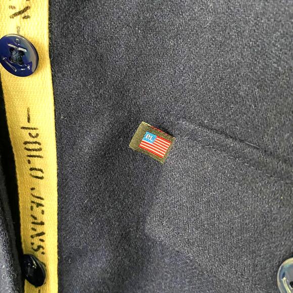 Ralph Lauren Polo Jeans Med Navy Wool Blend Button Shirt Jacket Preppy Cabincore - Picture 8 of 12